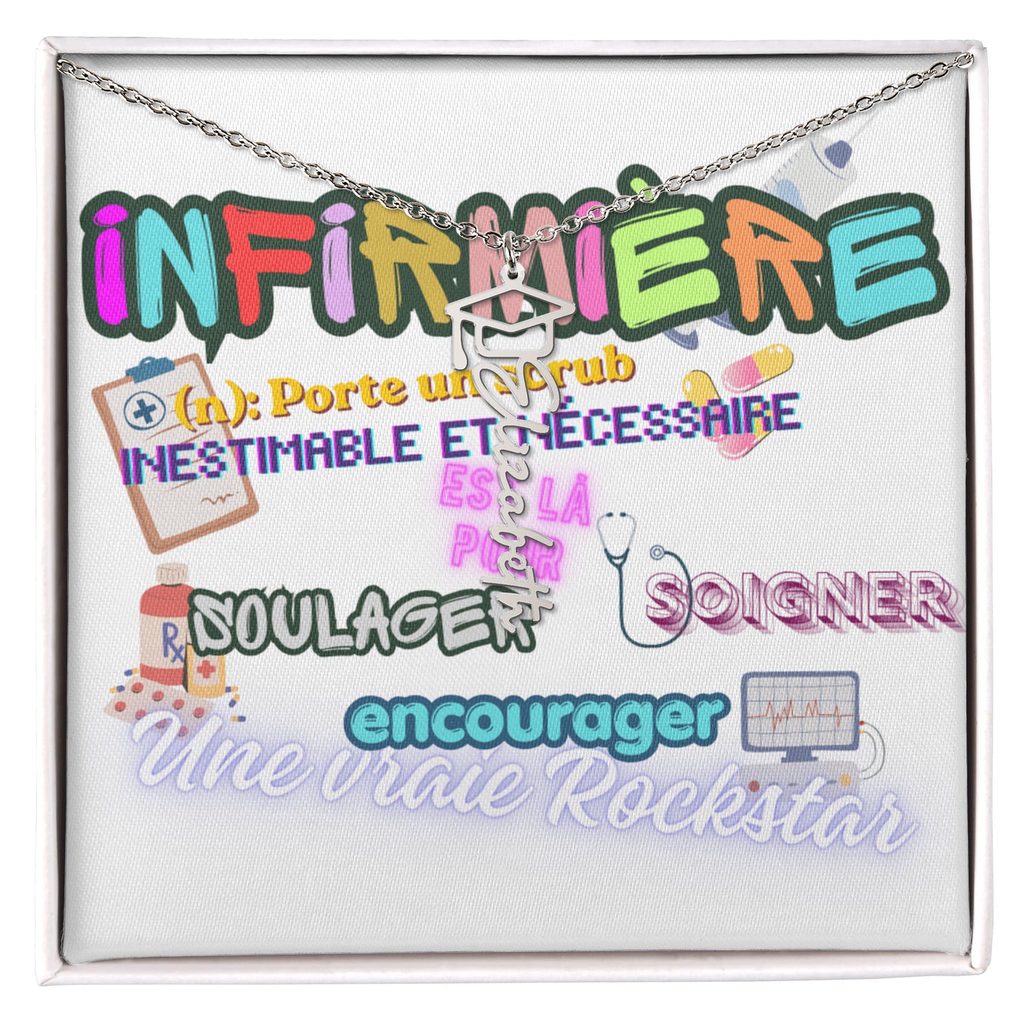 Collier Prénom pour Graduation Infirmière