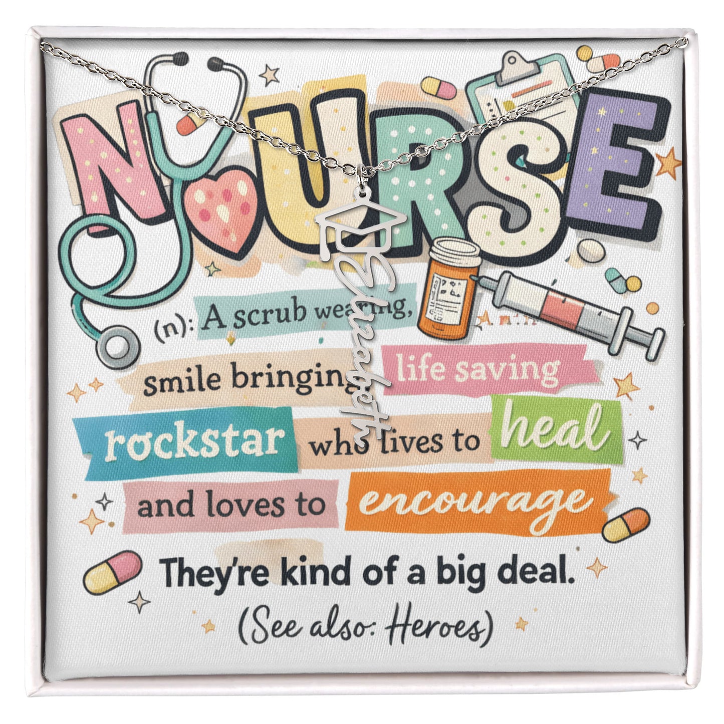 Graduation Name Necklace for a Nurse