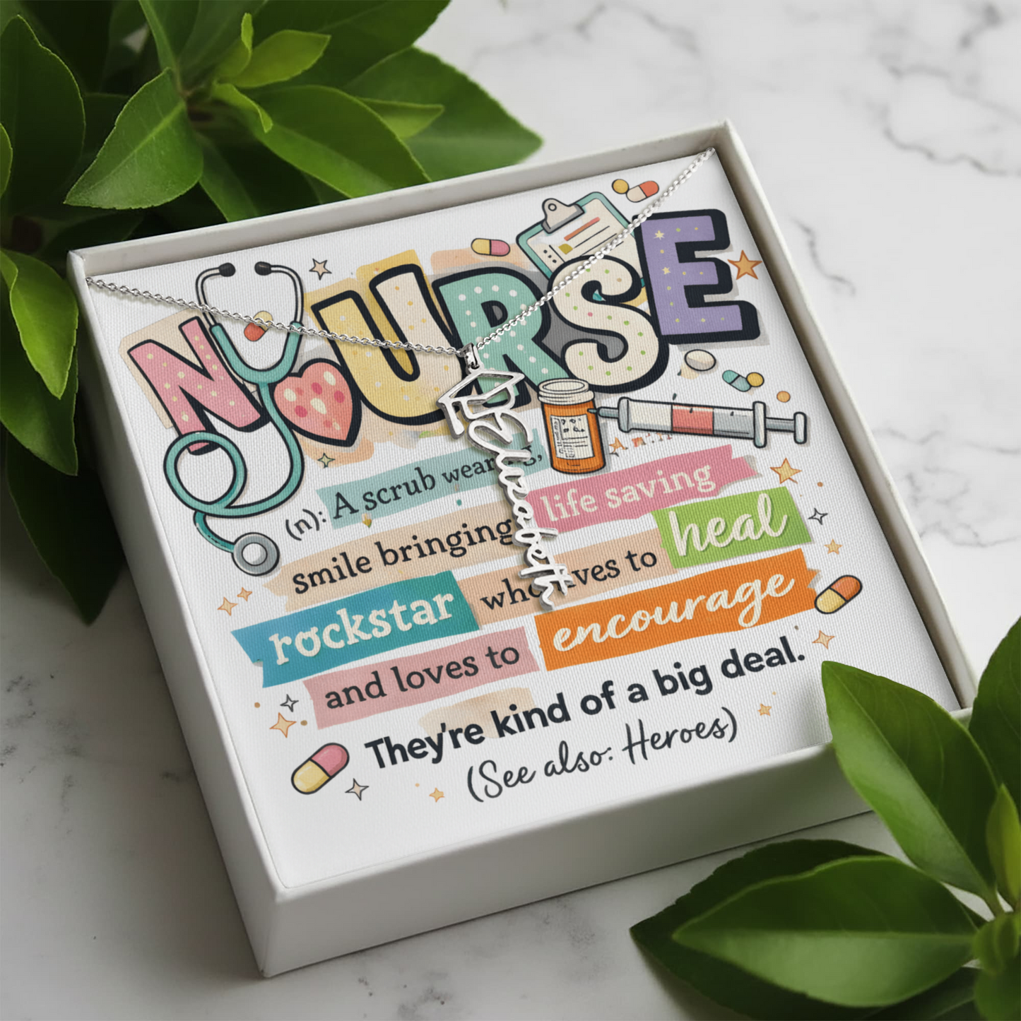Graduation Name Necklace for a Nurse