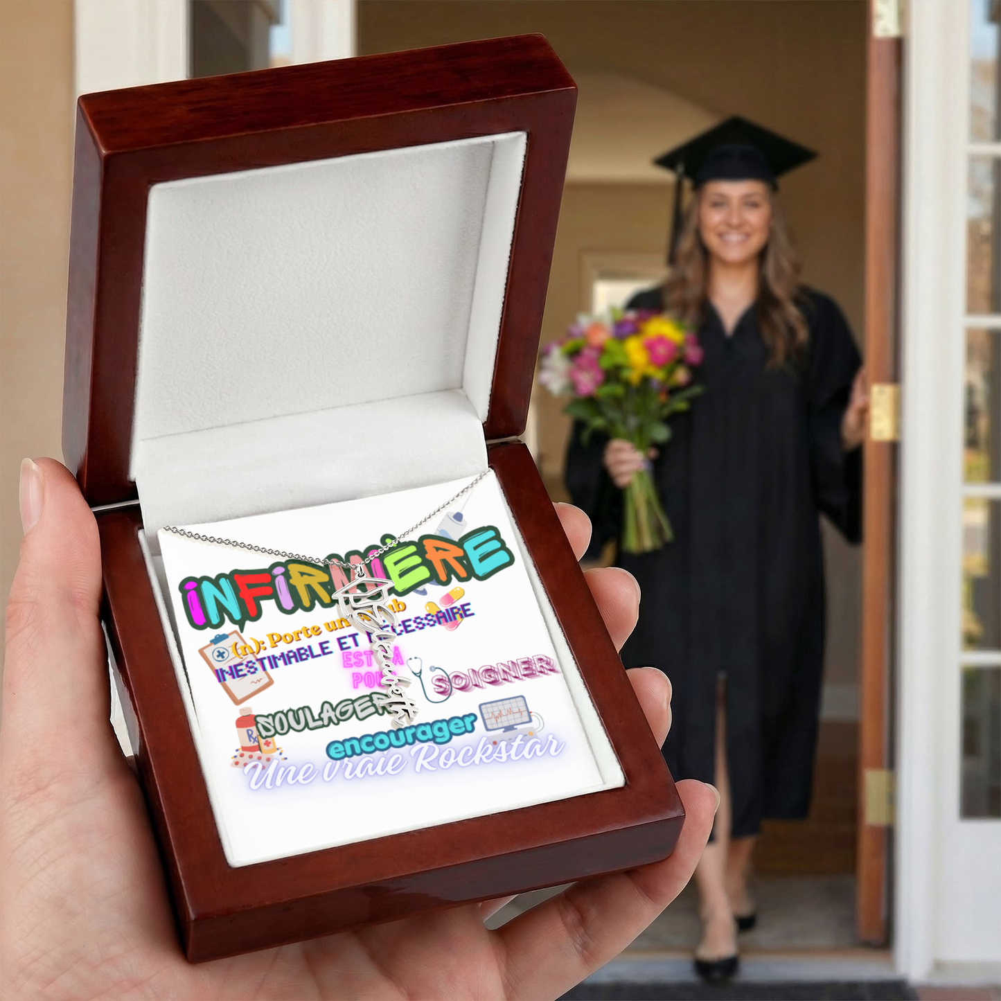 Collier Prénom pour Graduation Infirmière