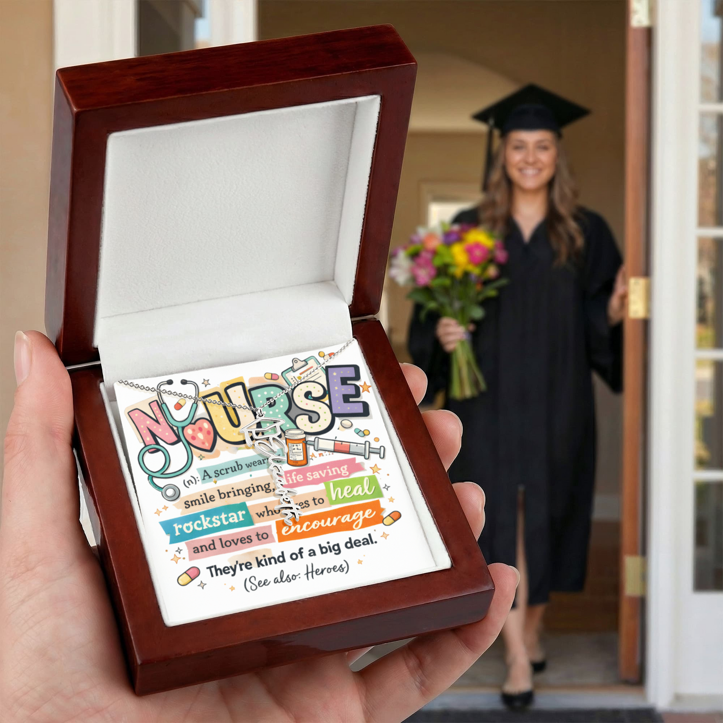 Graduation Name Necklace for a Nurse