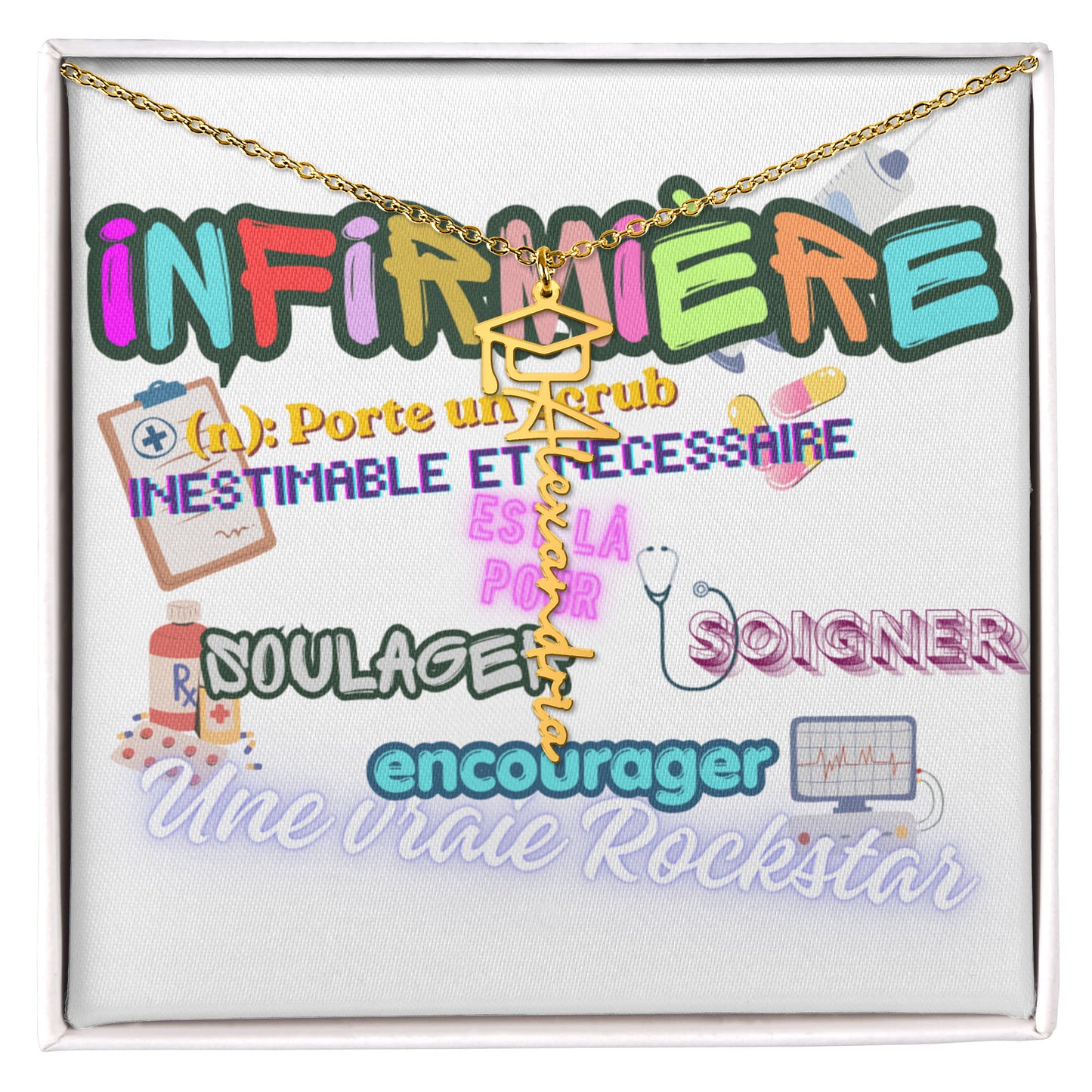 Collier Prénom pour Graduation Infirmière