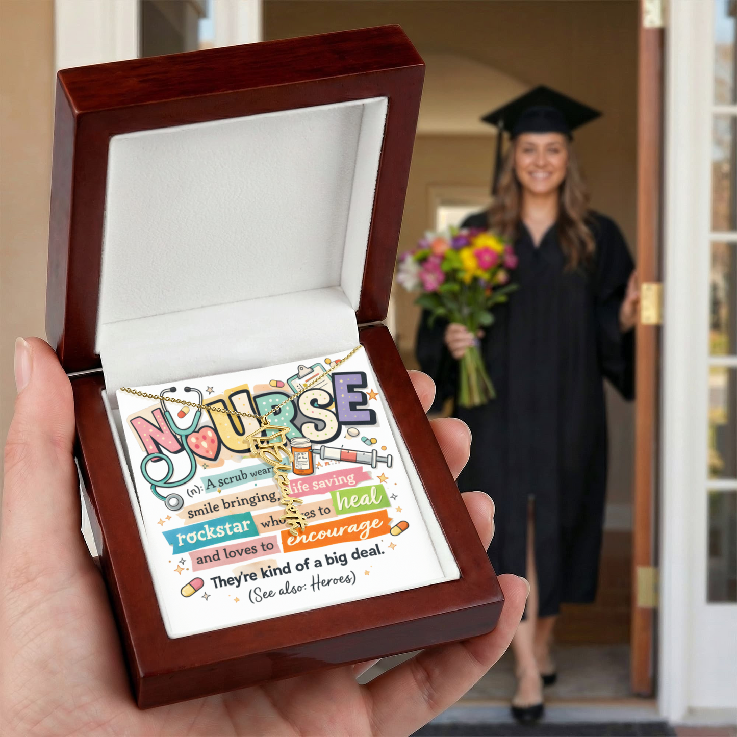 Graduation Name Necklace for a Nurse