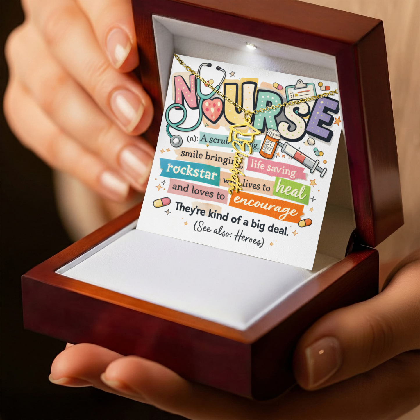 Graduation Name Necklace for a Nurse